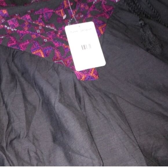 NWT  Free People Black Purple Boho Top - Picture 4 of 4